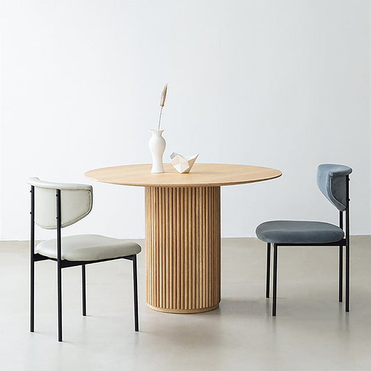 Yuvarlak 4 kişilik ahşap fitilli modern İskandinav tarzı yemek masası